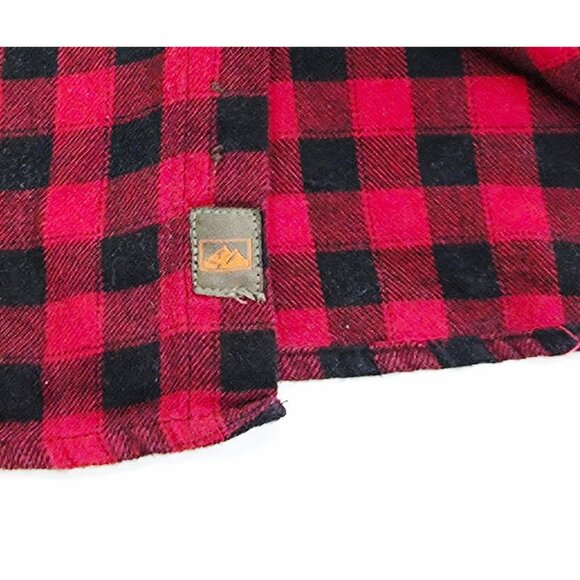 Northwest Territory Size Large Mens Red Black Flannel Button Down Logo Tag Shirt - Picture 7 of 10